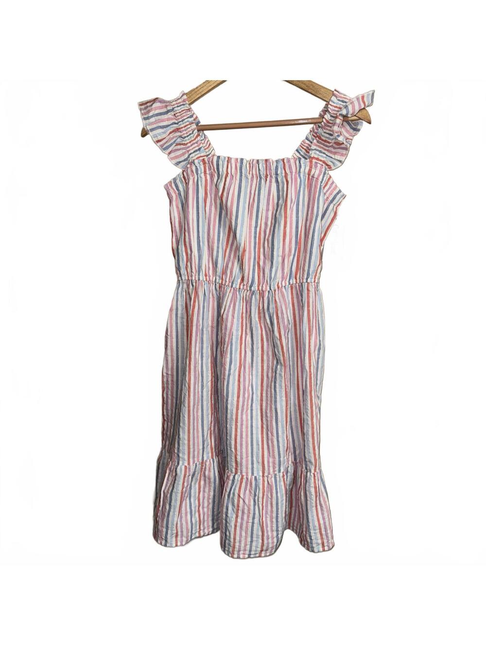 Cat & Jack Girls Striped Ruffle Sleeve Dress NWT Size XL (14)